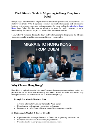 The Ultimate Guide to Migrating to Hong Kong from Dubai