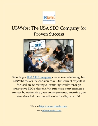 UBWebs: The USA SEO Company for Proven Success