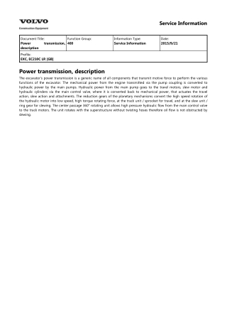 VOLVO EC210C LR EC210CLR EXCAVATOR Service Repair Manual Instant Download