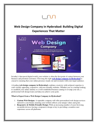 Web Design Company in Hyderabad - Building Digital Experiences That Matter