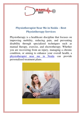 Physiotherapist Near Me in Noida