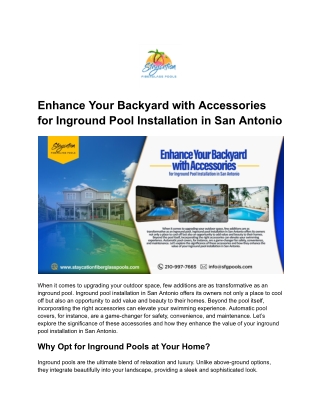 Enhance Your Backyard with Accessories for Inground Pool Installation in San Antonio