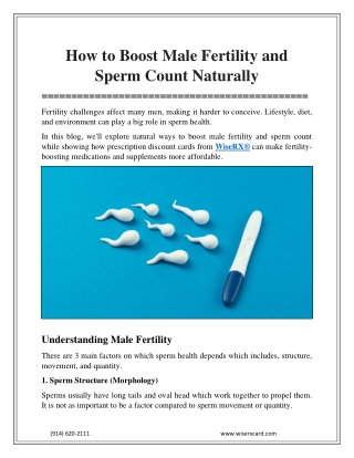 How to Boost Male Fertility and Sperm Count Naturally