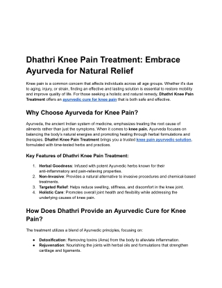 Dhathri Knee Pain Treatment_ Embrace Ayurveda for Natural Relief