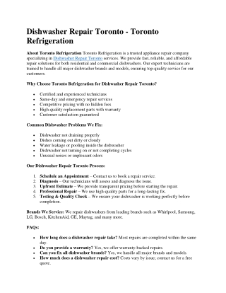 Dishwasher Repair Toronto1