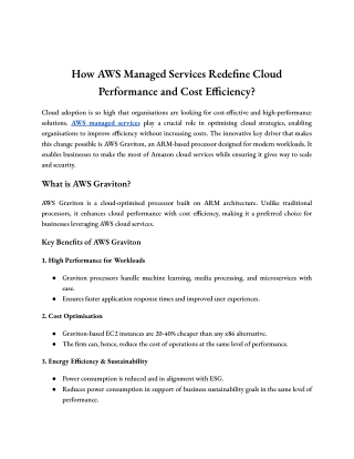 How AWS Managed Services Redefine Cloud Performance and Cost Efficiency