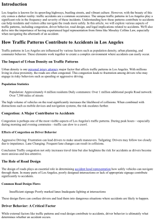 How Traffic Patterns Contribute to Accidents in Los Angeles