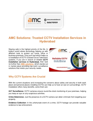 AMC Solutions Trusted CCTV Installation Services in Hyderabad