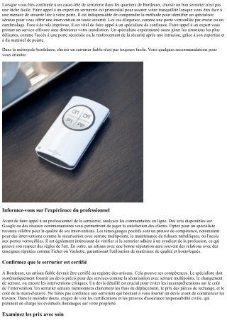 Qu’est-ce qui freine l’industrie de la serrurerie à Bordeaux ?