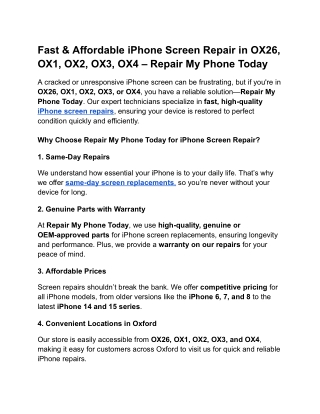 Fast & Affordable iPhone Screen Repair in OX26, OX1, OX2, OX3, OX4 – Repair My Phone Today