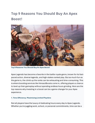 Top 9 Reasons You Should Buy An Apex Boost