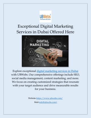 Exceptional Digital Marketing Services in Dubai Offered Here