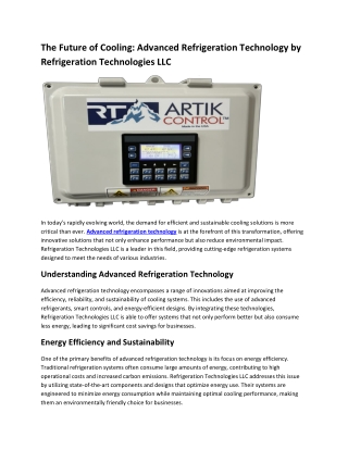 The Future of Cooling: Advanced Refrigeration Technology by Refrigeration Techno