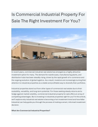 Is Commercial Industrial Property For Sale The Right Investment For You1
