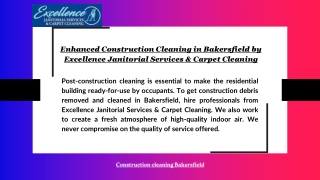 Enhanced Construction Cleaning in Bakersfield by Excellence Janitorial Services