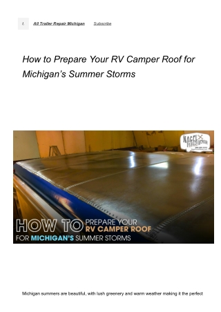 How RV Camper Roof Sealing Michigan keeps your RV stormproof