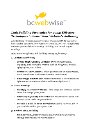 Link Building Strategies for 2023 Effective Techniques to Boost Your Website's Authority