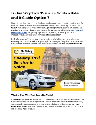 Hire One Way Taxi Services in Noida