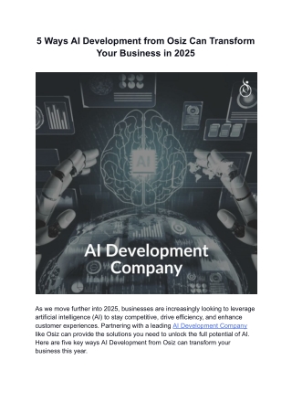 5 Ways AI Development from Osiz Can Transform Your Business in 2025