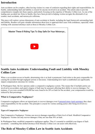 Seattle Auto Accidents: Understanding Fault and Liability with Moseley Collins L