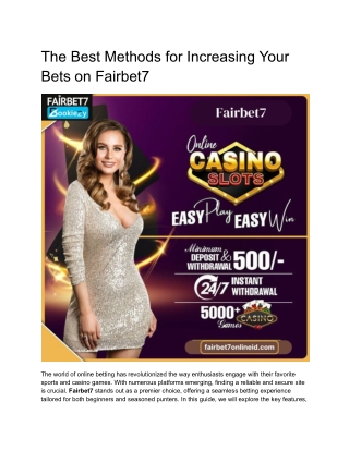 The Best Methods for Increasing Your Bets on Fairbet7