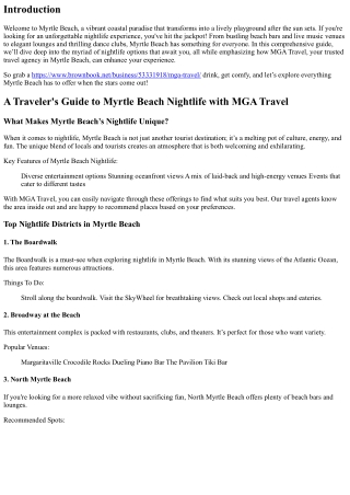 A Traveler's Guide to Myrtle Beach Nightlife with MGA Travel