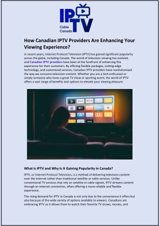 Discover how Canadian IPTV providers are transforming entertainment with high-qu