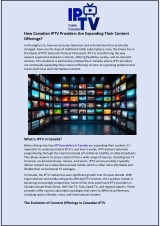 How Canadian IPTV Providers Are Expanding Their Content Offerings?