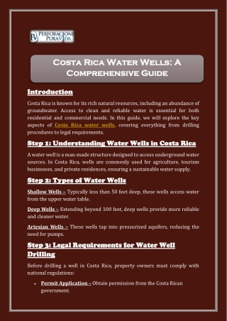 Costa Rica Water Wells 