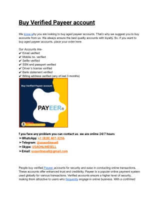 Buy Verified Payeer account