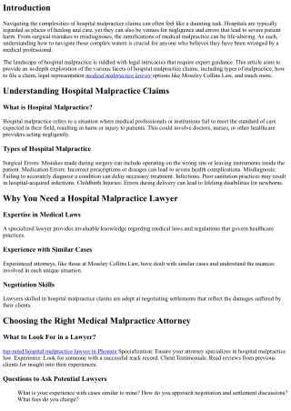 Navigating the Complexities of Hospital Malpractice Claims
