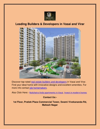 Leading Builders & Developers in Vasai and Virar