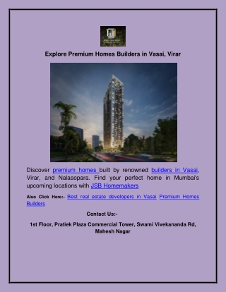 Explore Premium Homes Builders in Vasai, Virar