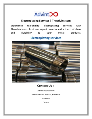 Electroplating Services  Theadvint.com