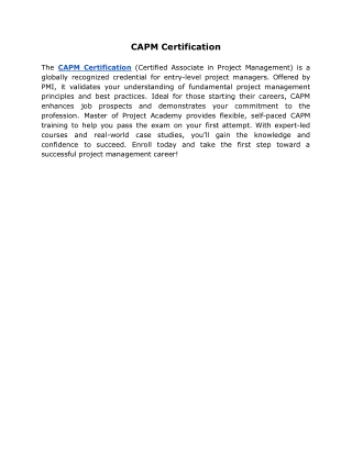 CAPM Certification