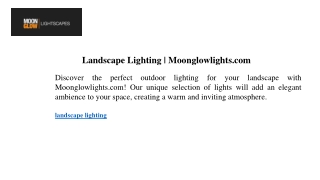 Landscape Lighting Moonglowlights.com