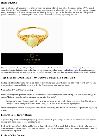 Top Tips for Locating Estate Jewelry Buyers in Your Area