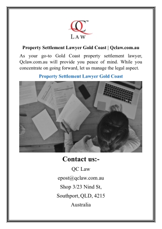 Property Settlement Lawyer Gold Coast  Qclaw.com