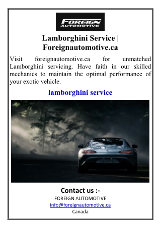 Lamborghini Servic  Foreignautomotive.ca