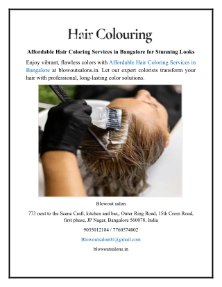 Affordable Hair Coloring Services in Bangalore for Stunning Looks