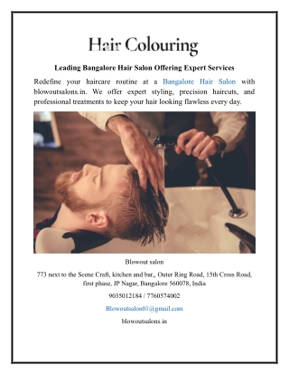 Leading Bangalore Hair Salon Offering Expert Services