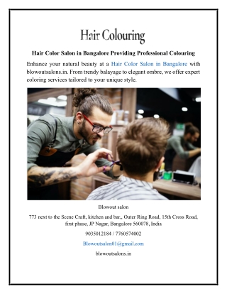 Hair Color Salon in Bangalore Providing Professional Colouring