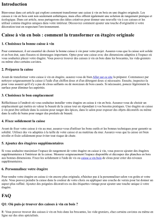 Caisse à vin en bois : comment la transformer en étagère originale