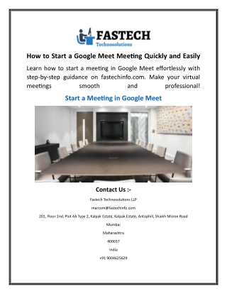 How to Start a Google Meet Meeting Quickly and Easily