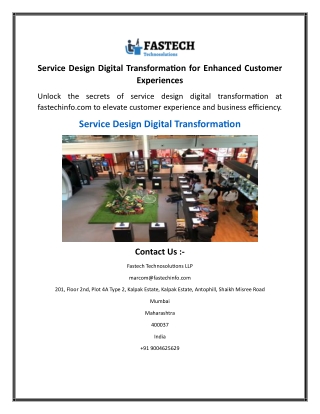 Service Design Digital Transformation for Enhanced Customer Experiences