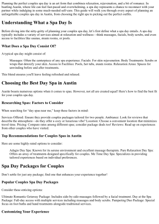 **How to Plan the Perfect Couples Spa Day in Austin**