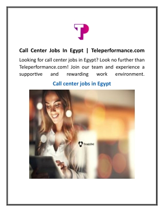 Call Center Jobs In Egypt  Teleperformance.com