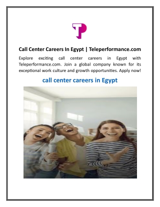 Call Center Careers In Egypt  Teleperformance.com