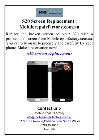 S20 Screen Replacement  Mobilerepairfactory.com.au