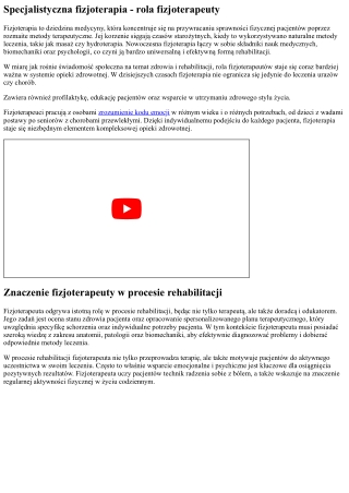 Naturopatia - Specjalistyczna fizjoterapia - rola fizjoterapeuty